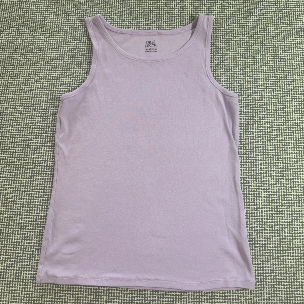 Falls Creek Girls Lavender Purple Tank Top XL 14/16 Sleeveless Scoop Neck Knit